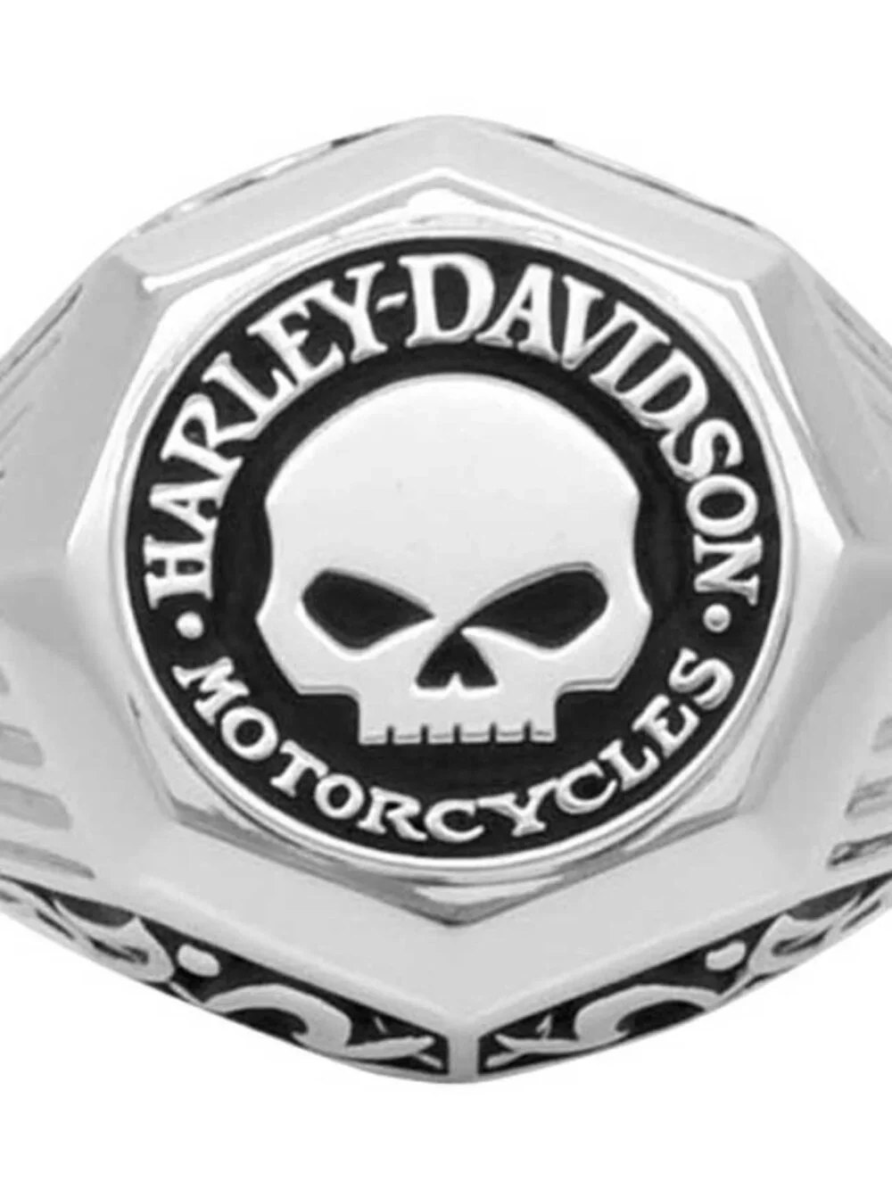 Harley-Davidson® Mens Sculpted Willie G Skull H-D Ring, Sterling Silver, Size 10
